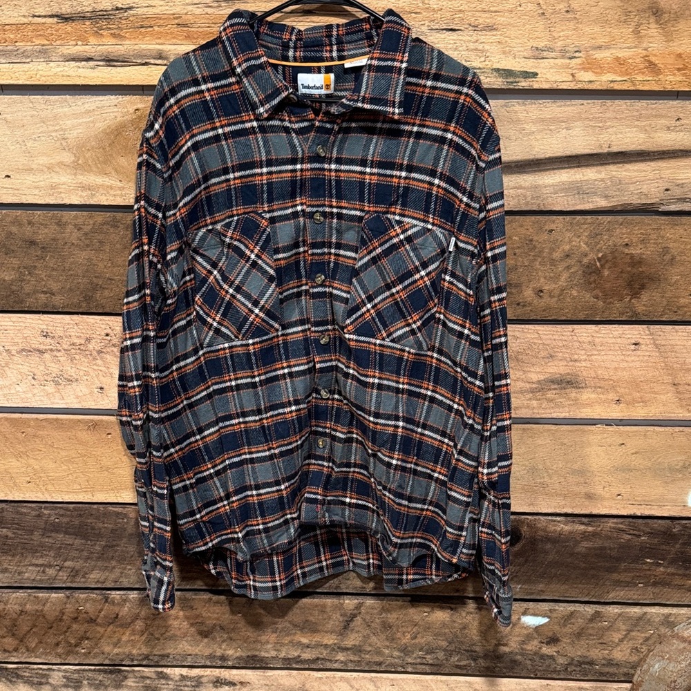 Redhead Men's Casual Plaid Shirt - Navy and Orange